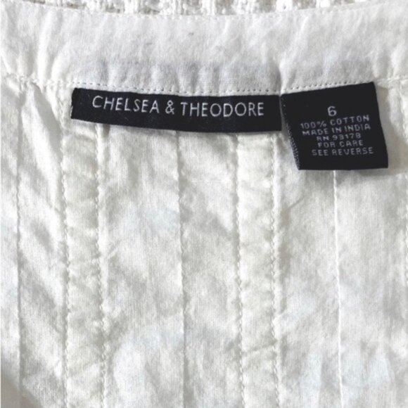 Chelsea and Theodore ribbon detail light cotton blouse w flared sleeves. Size 6 - Picture 8 of 10